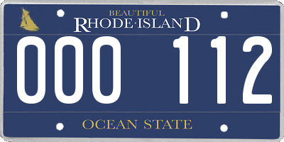 RI license plate 000112