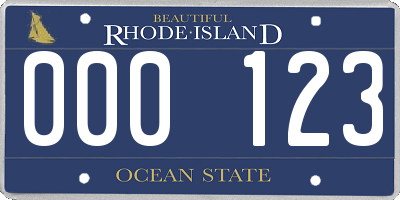 RI license plate 000123