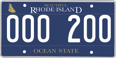 RI license plate 000200