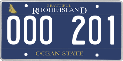 RI license plate 000201