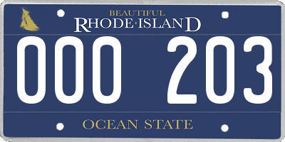 RI license plate 000203