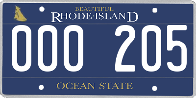 RI license plate 000205