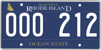 RI license plate 000212