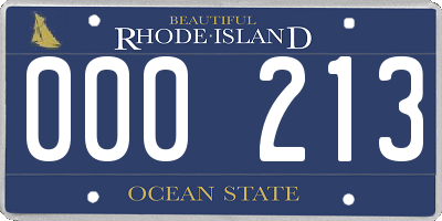 RI license plate 000213