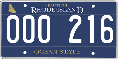 RI license plate 000216