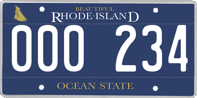 RI license plate 000234