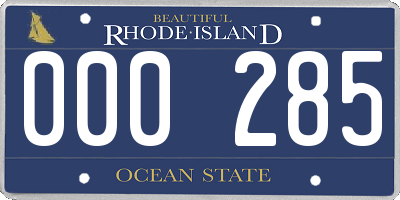 RI license plate 000285