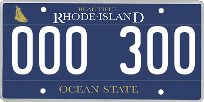 RI license plate 000300