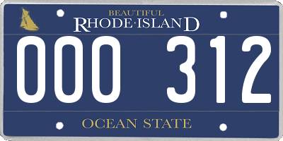 RI license plate 000312