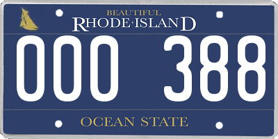 RI license plate 000388