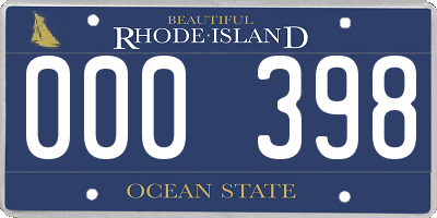 RI license plate 000398