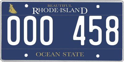 RI license plate 000458