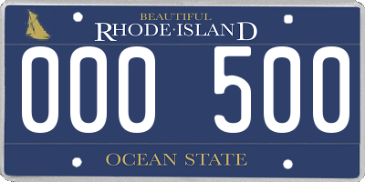 RI license plate 000500