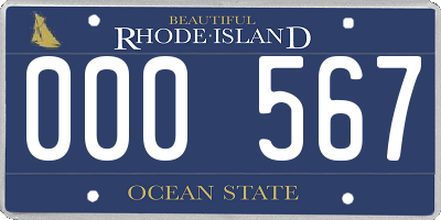 RI license plate 000567