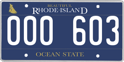 RI license plate 000603