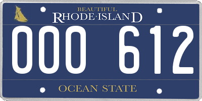 RI license plate 000612