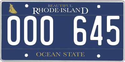 RI license plate 000645