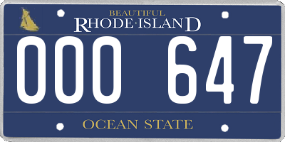 RI license plate 000647