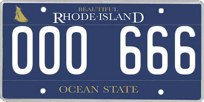 RI license plate 000666