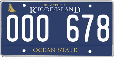 RI license plate 000678