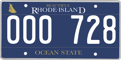 RI license plate 000728