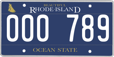 RI license plate 000789