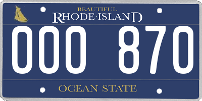 RI license plate 000870