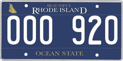 RI license plate 000920