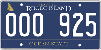 RI license plate 000925