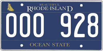 RI license plate 000928