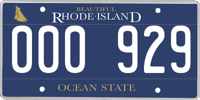 RI license plate 000929