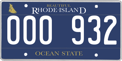 RI license plate 000932