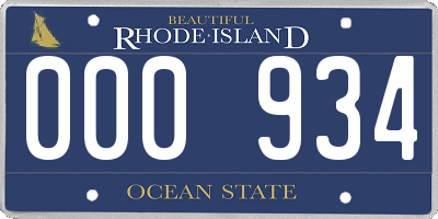 RI license plate 000934