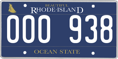 RI license plate 000938