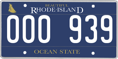 RI license plate 000939