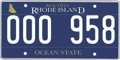 RI license plate 000958