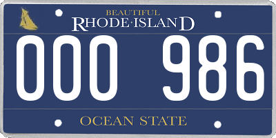 RI license plate 000986