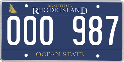 RI license plate 000987