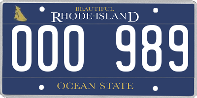 RI license plate 000989