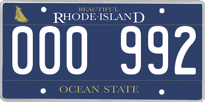 RI license plate 000992