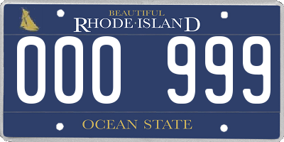 RI license plate 000999