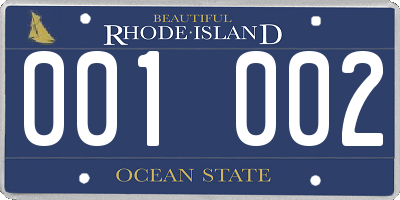 RI license plate 001002