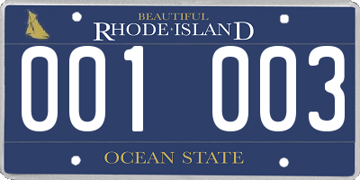 RI license plate 001003