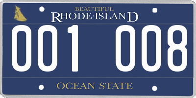 RI license plate 001008