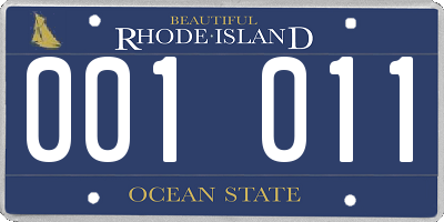 RI license plate 001011