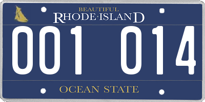 RI license plate 001014