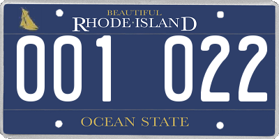 RI license plate 001022