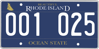 RI license plate 001025