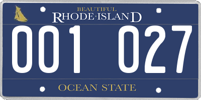 RI license plate 001027