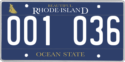 RI license plate 001036